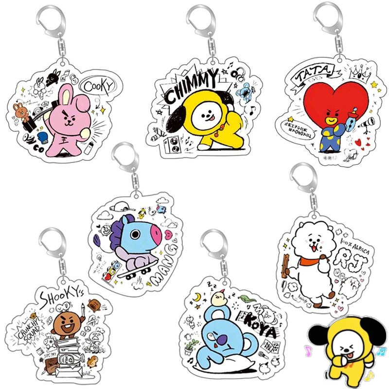 Anime Girl Merchandise - BT21 anime cartoon cute acrylic keychain