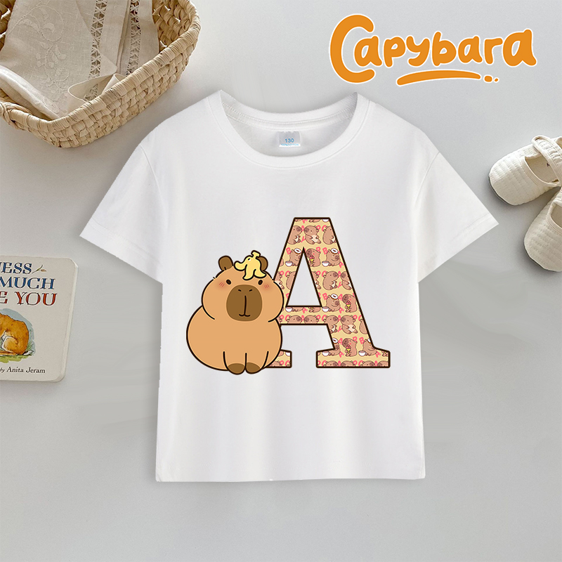 Capybara T-shirt Letter A-Z Pr - Anime Girl Merchandise ulasan dan harga