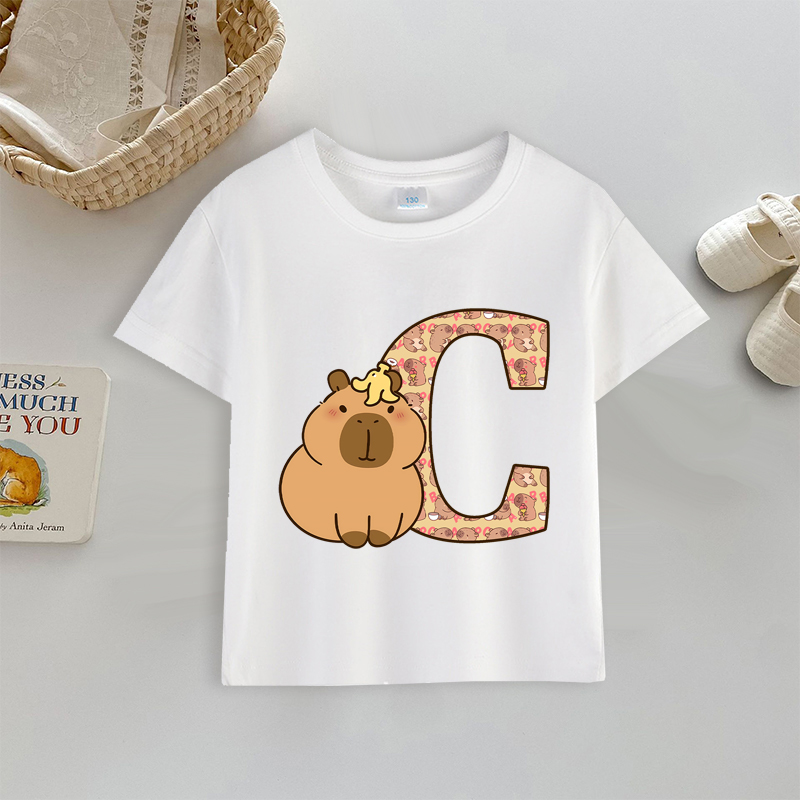 Capybara T-shirt Letter A-Z Pr - Anime Girl Merchandise ulasan dan harga